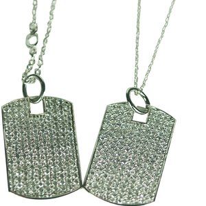 “DOG TAG” STERLING SILVER (.925) PENDANT NECKLACE, SOLID SILVER CHAIN